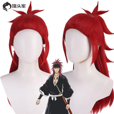 Harajuku BLEACH Abarai Renji Anime Full Haipiece Hair Cosplay Red Wigs Gift • $33.99