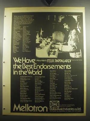 1974 Mellotron Keyboard Ad - Mountain's Felix Pappalardi - Photo By Gail Collins • $19.99