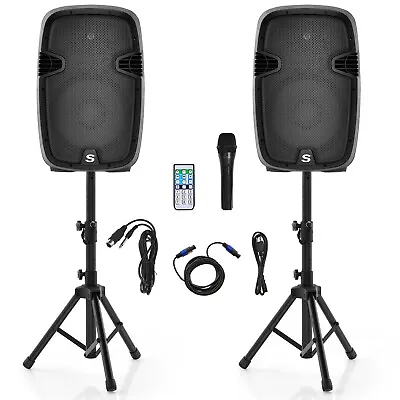 12  Dual 2-Way 2000 W Powered PA Speaker System Portable DJ Speaker W/ • $265.99