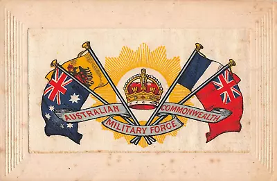 Postcard Military Wwi Silks Australian Commonwealth Military Force Flags • £9.90