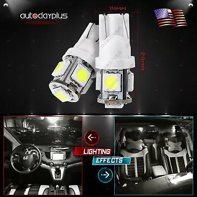 100 X 7000K White 5SMD T10 168 194 2825 LED Bulbs Interior/License Plate Lights • $33.52