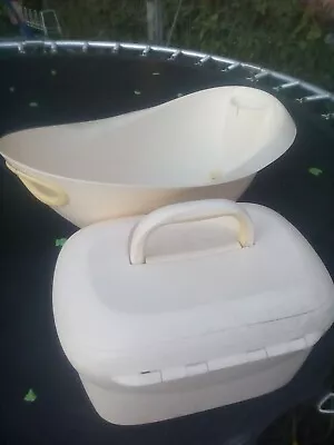 £14.99 • Buy Nice Mothercare Winnie The Pooh Cream Baby Bath Tub With Toiletries Case,vgc
