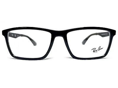 NEW Ray Ban RB7056 2000 Mens Shiny Black Rectangle Eyeglasses Frames 55/17~145 • $115.99