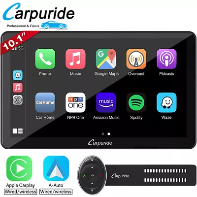 Carpuride 10.1 Inch Touch Screen Portable Car Stereo Apple Carplay Android Auto • £236.99