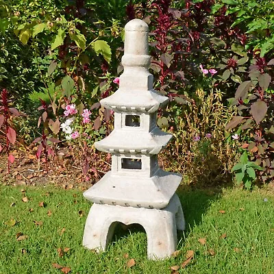  PAGODA STACK  GARDEN ORNAMENT In WEATHERED LIGHT STONE EFFECT YST-215 • £89.95