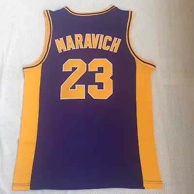 Throwback Pete Maravich #23 Basketball Jersey Stitched Name Purple White Yellow • $35