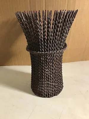 Vtg Heavy Decorative Iron Rustic Wheat Stalk Candle Holder 9  Tall • $20