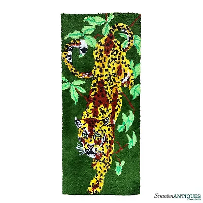 Mid-Century Jungle Boho Leopard Shag Rug Wall Hanging Tapestry 2x5 • $260