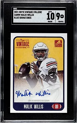 Malik Willis* RC Auto 2021 Onyx Vintage Football Rookie CA-MW NFL Titans - SGC 9 • $27.07