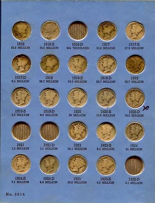 W@W  Partial Mercury Dime Set 1916-45 (  73 Dimes  )  Average Circulated !!!! • $219.99