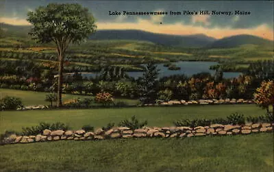 Norway Maine Lake Pennesseewassee From Pikes Hill Unused Vintage Linen Postcard • $2.03