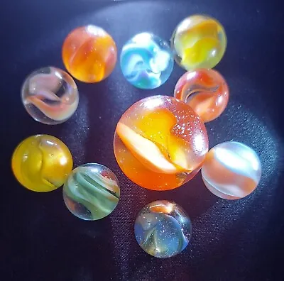 VITRO AGATE OR MARBLE KING HYBRID CATS EYES VINTAGE MARBLES LOT OF 10 - Set A • $9.99