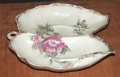 Ucagco Gilt Edge Rose/leaf Candy Dish - Made In Japan • $11