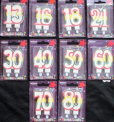 Glitter Age/Number Milestone Birthday Candle 13 16 18 21 30 40 50 60 70 80 • £3.15