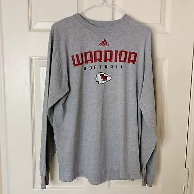 Adidas Warrior Softball Team Sports Long Sleeve T-Shirt Grey Men’s Size S • $12