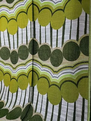 Vintage Heavy Weight Curtain Fabric By Meter / Green Mid-Century Design 70's • £44.40