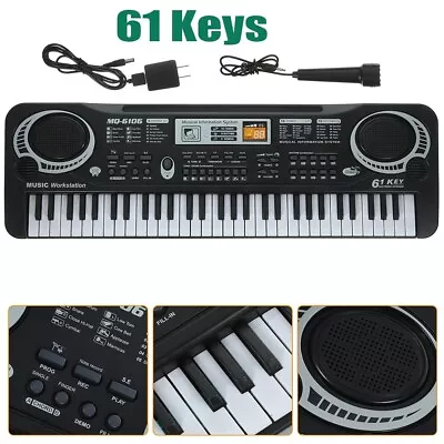 61 Keys Digital Piano Keyboard Electronic Electric Keyboards Black Free Ship • $25.28