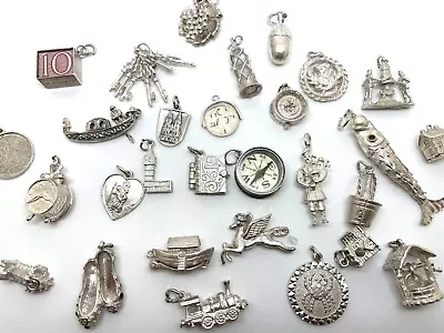 £15 • Buy Vintage Sterling Silver Charms 925 Church Bible Music Camera Car Birthday Key 