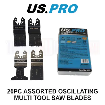 US PRO Tools 20pc Assorted Oscillating Multi Tool Saw Blades 9222 • £16.73
