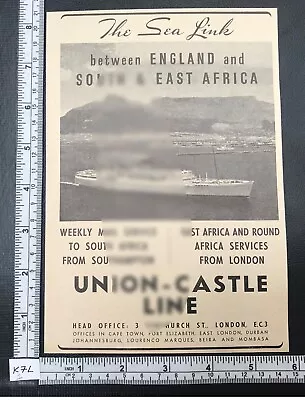 Union-Castle Line South Africa Vintage Magazine Advert February 1952 Cruises • £4.95