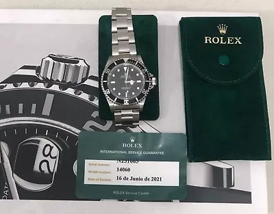 W/Service Card 2021 Rolex Submariner No-Date Black Steel 40 Mm Steel Watch 14060 • $8095