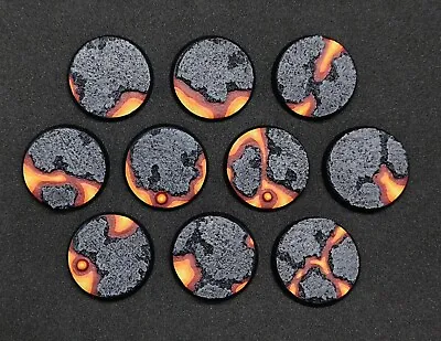 28mm PAINTED Resin Bases X10 Lava Warhammer 40k Age Of Sigmar • £10.95