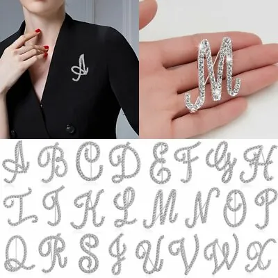 £2.99 • Buy 26 Letters Crystal Rhinestone Alphabet Brooch Pin Wedding Women Jewellery Gifts