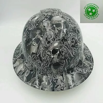 $49.99 • Buy Hard Hat FULL BRIM  Custom Hydro Dipped , OSHA Approved SKULLS N ROSES NEW 
