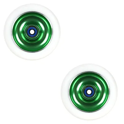 2 Metal Core Scooter Wheels 100mm GREEN With Abec 7 Bearings For MGP Razor Lucky • $14.95