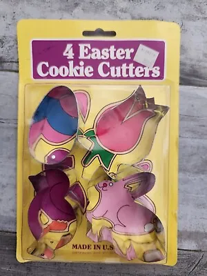 Vintage Easter Cookie Cutters Set Of Four + Recipes Aluminum Made In USA • $8.75