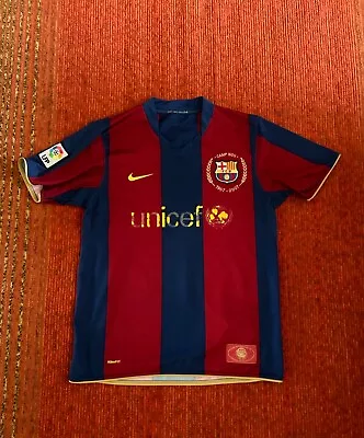 Vintage Barcelona Jersey 2007 2008 Football Soccer Camp Nou Size M Men’s Messi • $1