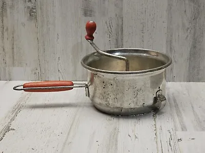 Vintage Food Mill Foley MFG. CO. Masher Sifter With Red Wooden Handles 7.5  X 4  • $19