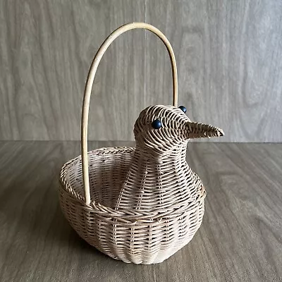 Vintage Chicken Bird Shaped Wicker Egg Collecting Basket EASTER Home Decor • $14.99