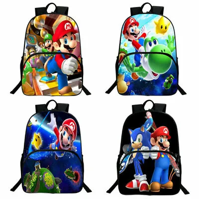 £16.99 • Buy New Super Mario Backpack Boys Anime School Bag Girls Student Shoulders Bag Gift