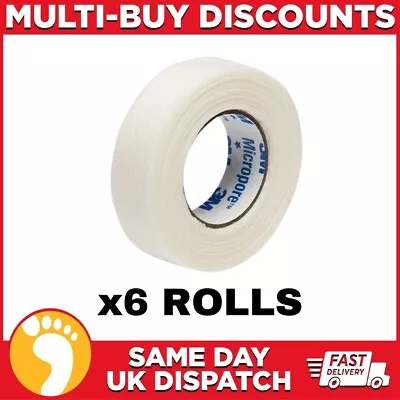 3M MICROPORE Latex Free SURGICAL TAPE 1.25cm X 9.1 Meter Medical Tape - X 6 Roll • £4.99