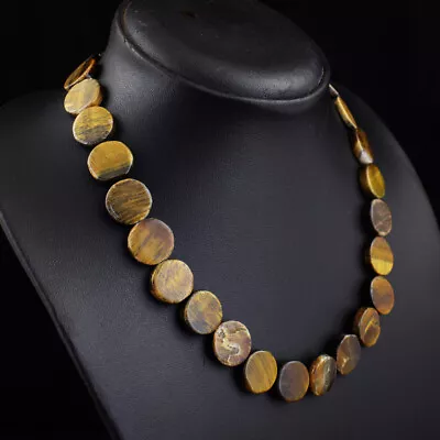 Untreated Round Shape 259 Cts Earth Mined Tiger Eye Beaded Necklace SK 26E427 • $1.25