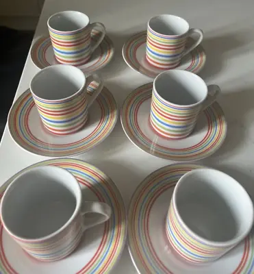 £6 • Buy 6 Vintage French Bistro Espresso Coffee Cups And Saucers. Demitasse. Used