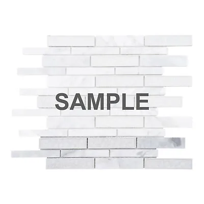 White Calacatta Marble Stone Crackle Glass Linear Mosaic Tile Kitchen Backsplash • $3.99