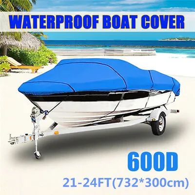 £153.57 • Buy 21-24FT 600D Extra Heavy Duty Waterproof Boat Speedboat V-Hull Cover Protector