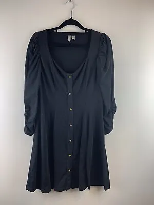 $23 • Buy ASOS Dress Black Cotton Jersey Ruched Sleeve Size 12