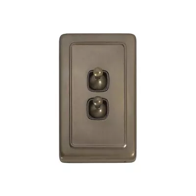 SWITCH-DECO WALL-2 GANG-ANTIQUE BRASS-period Renovation Vintage Heritage-LIGHT • $82