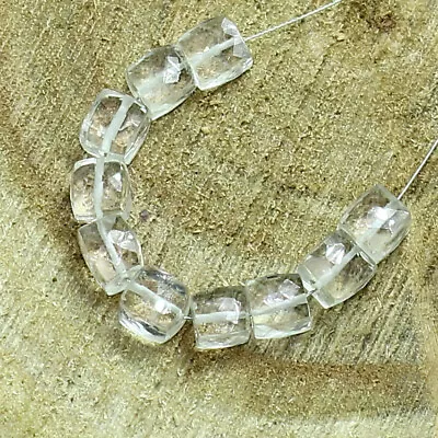 Rock Crystal Quartz Faceted Cube Beads Briolette Natural Loose Gemstone Jewelry • $7.99