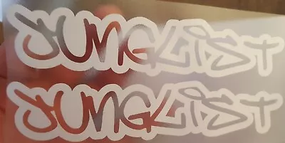 2 X HELMET STICKERS JUNGLIST SPRAY GRAFFITI PERSONALISE MOTORCYCLE DECALS WHITE • £3.69