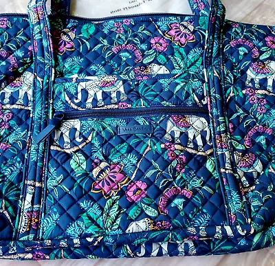 Vera Bradley Miller Travel Bag Large Purse Travel Tote Bag Kerala Elephants NWT • $54