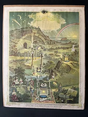 1887 FROM DARKNESS TO LIGHT Masonic Poster By The Pettibone MFG CO 27.5”x 21.5” • $99.99