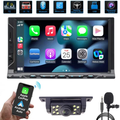 Double 2 Din Car Stereo Bluetooth Head Unit Android Apple CarPlay Touch Radio • $119.90