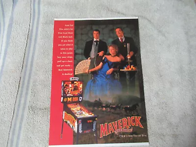 Odd Size 11 5/8- 8'' MAVERICK DATA EAST    PINBALL GAME FLYER     • $3.49