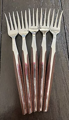 Eldan ELD2 BROWN Stainless Japan Gloss 5 Lot Of Cocktail Forks • $40