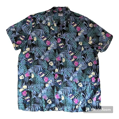 Disney Mickey Mouse Mens Hawaiian Button Shirt  Floral  Size XL • $12