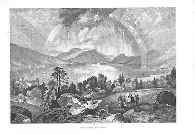 Lake George - New York - By Thomas Moran  -  1874  Antique Engraving • $25.46